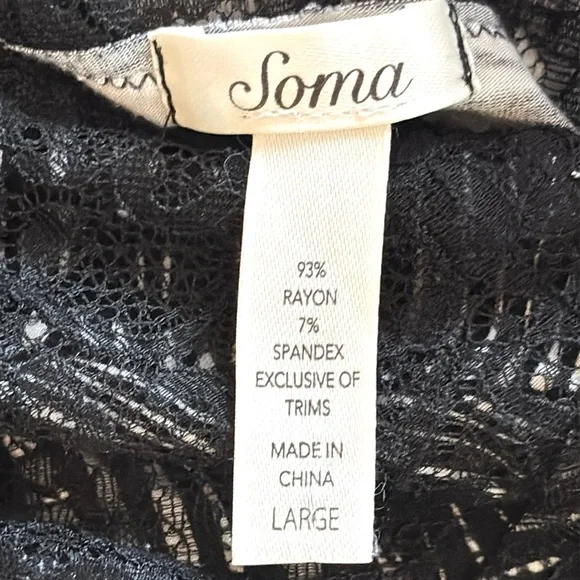 Soma Black and White Palm Leaf Print Chemise Gown Large - Picture 8 of 9